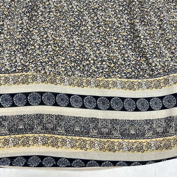 Knox Rose Brown Yellow Floral Flutter Sleeve A-Line Boho Peasant Dress Medium - Picture 7 of 12